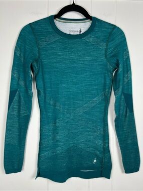 Smartwool Thermal Merino Wool Base Layer Crew Intraknit Size XS Gorpcore Green